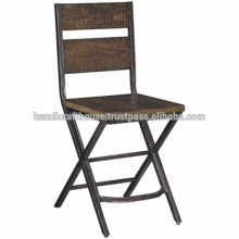 Industrial Vintage Wood and Metal Bar Chairs